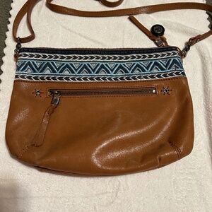 The Sak Tribal Western Design Brown Leather Crossbody Purse